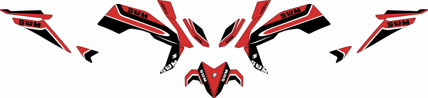 SWM HOKU FULL GRAPHICS KIT ''LINED RED'' DESIGN