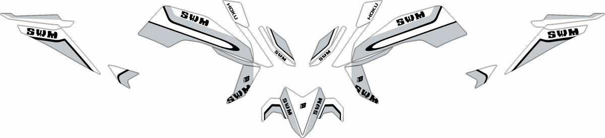 SWM HOKU FULL GRAPHICS KIT ''LINED WHITE'' DESIGN