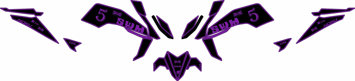 SWM HOKU FULL GRAPHICS KIT ''OLDSTYLE PURPLE'' DESIGN