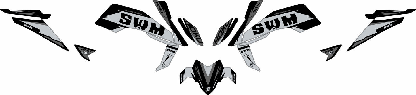 SWM HOKU FULL GRAPHICS KIT ''RACE GREY'' DESIGN