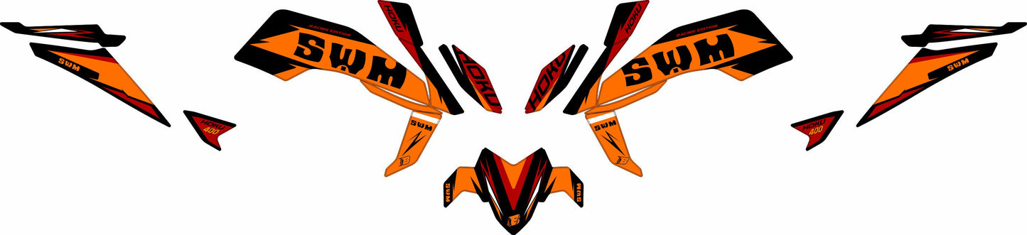 SWM HOKU FULL GRAPHICS KIT ''RACE ORANGE'' DESIGN