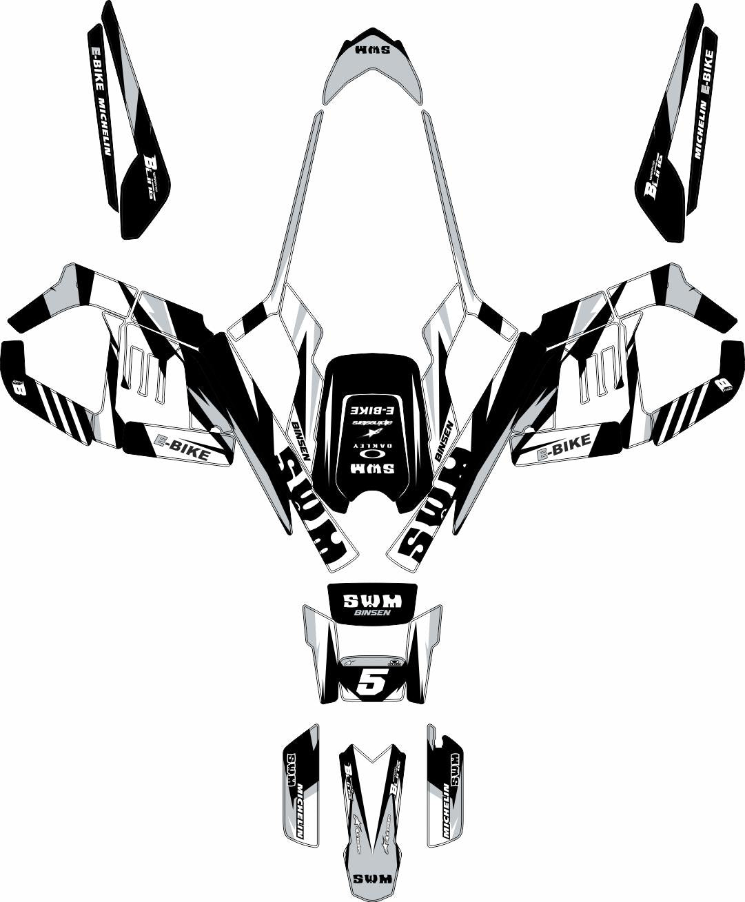 SWM BINSEN FULL GRAPHICS KIT ''TRACKER GREY'' DESIGN
