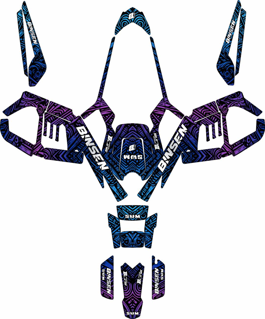 SWM BINSEN FULL GRAPHICS KIT ''ANCIENT BLUE'' DESIGN