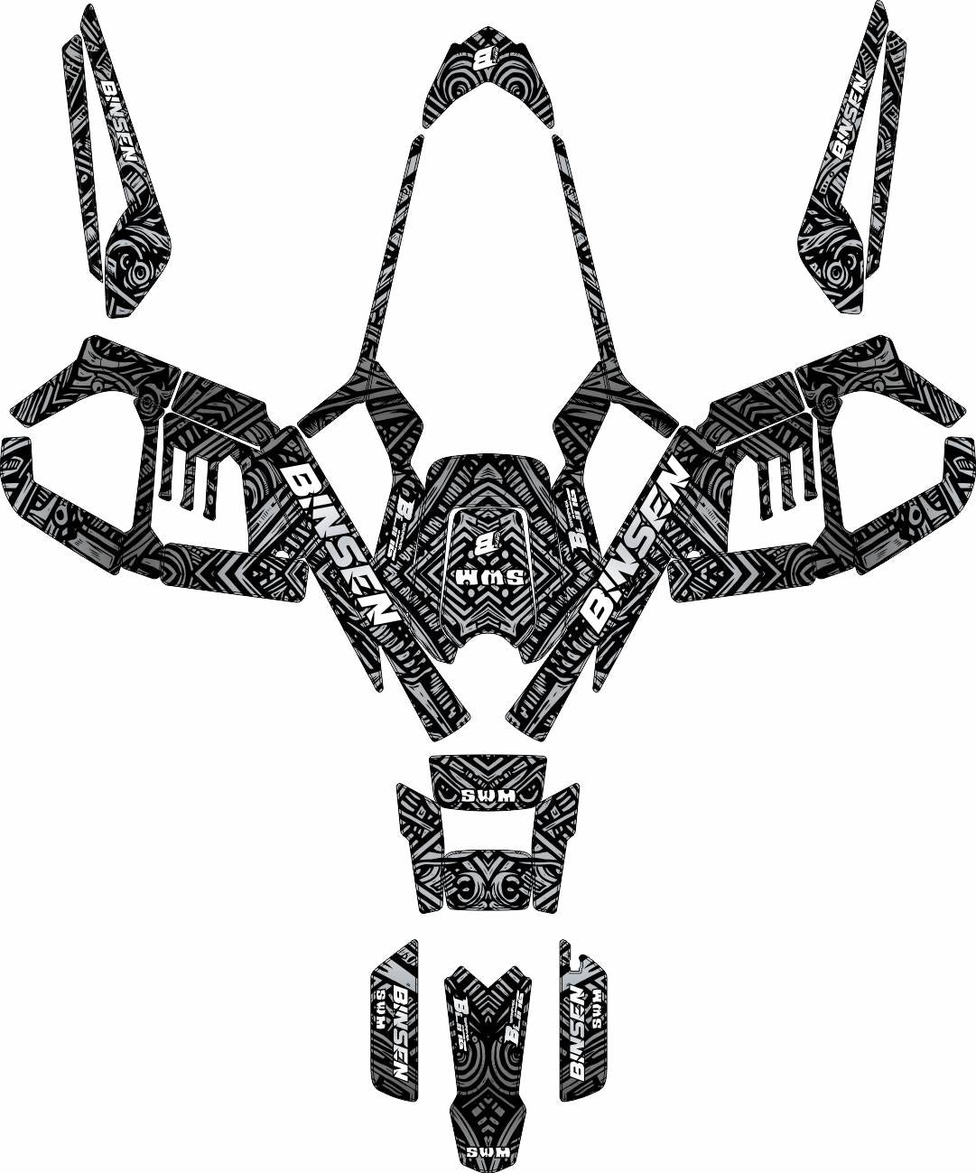 SWM BINSEN FULL GRAPHICS KIT ''ANCIENT GREY'' DESIGN