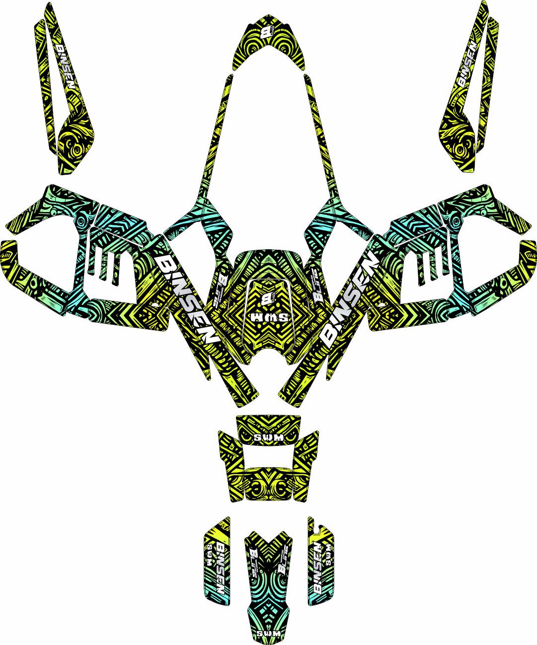 SWM BINSEN FULL GRAPHICS KIT ''ANCIENT LIME GREEN'' DESIGN