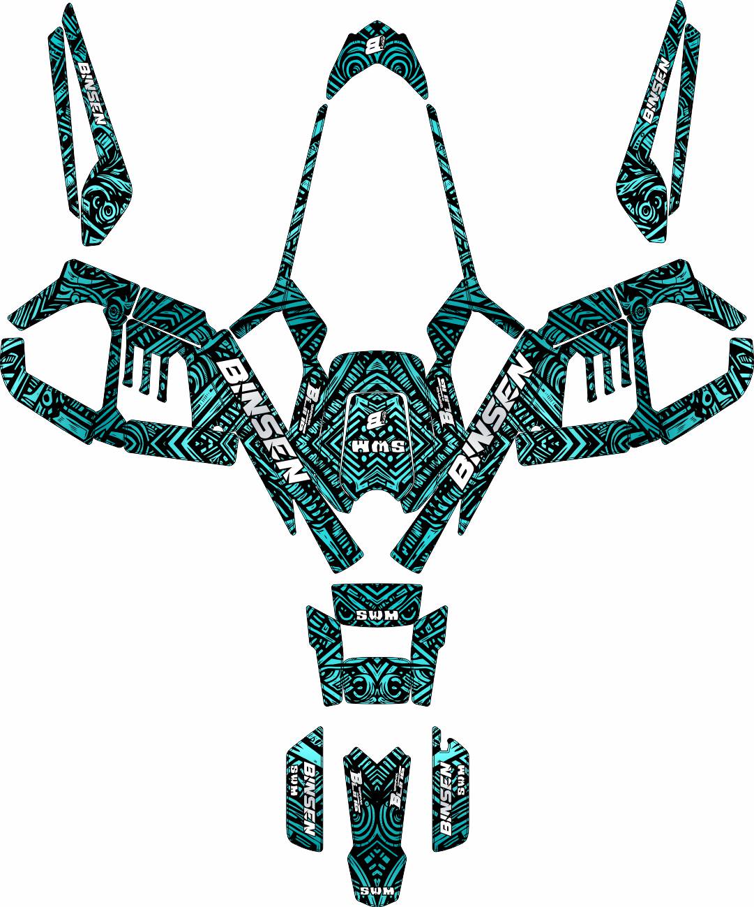 SWM BINSEN FULL GRAPHICS KIT ''ANCIENT MINT'' DESIGN