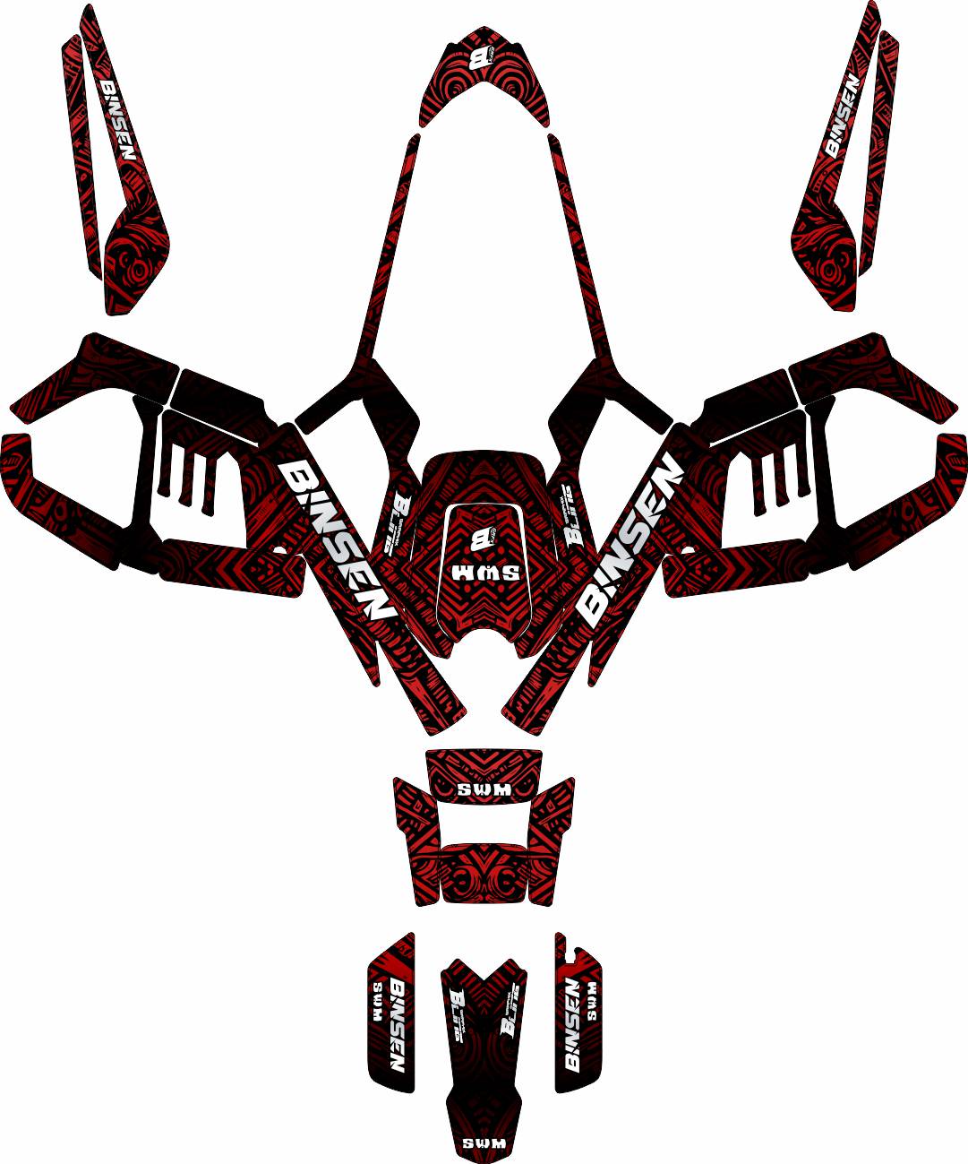 SWM BINSEN FULL GRAPHICS KIT ''ANCIENT RED'' DESIGN
