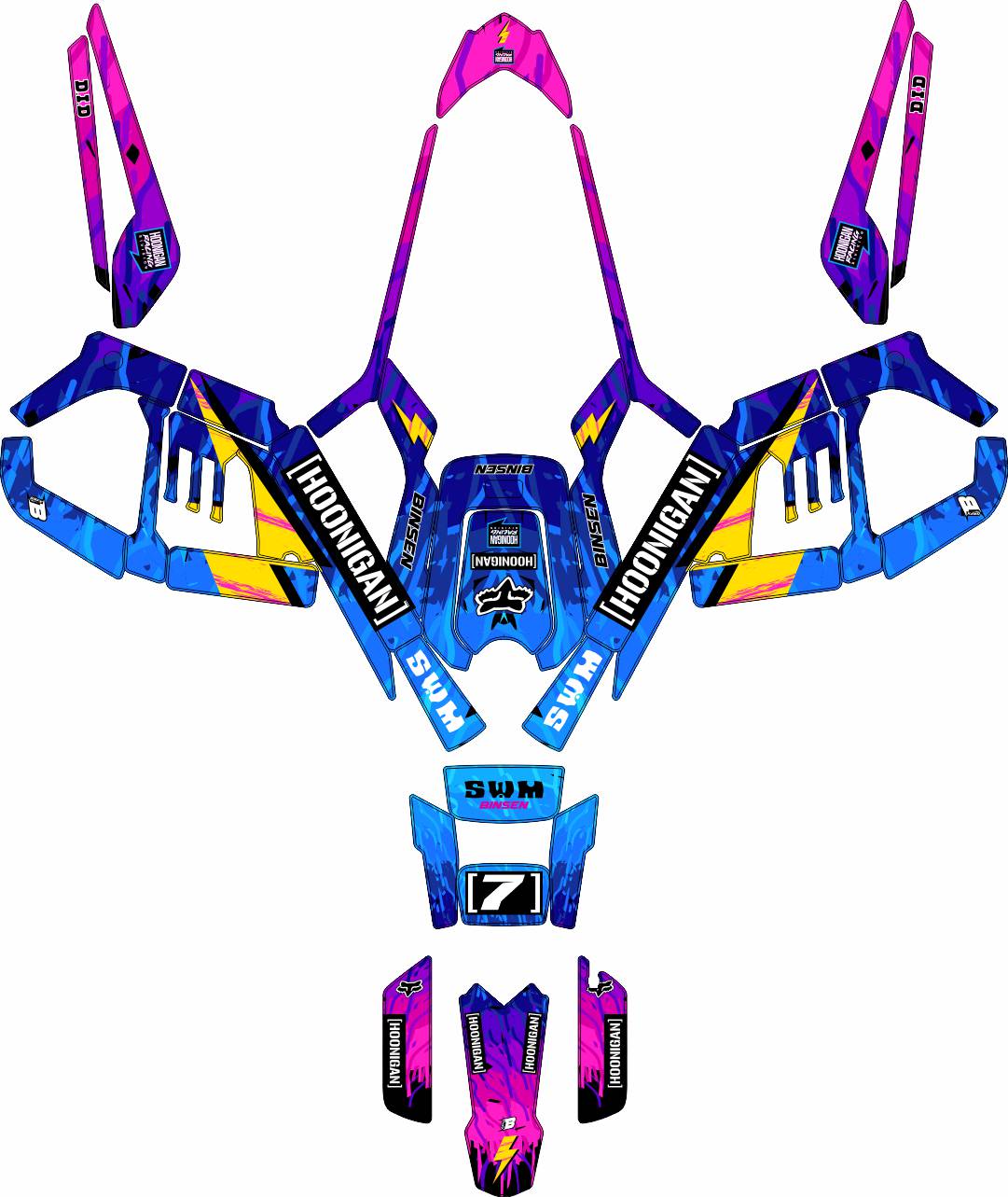 SWM BINSEN FULL GRAPHICS KIT ''HOONIGAN RETRO PINK'' DESIGN