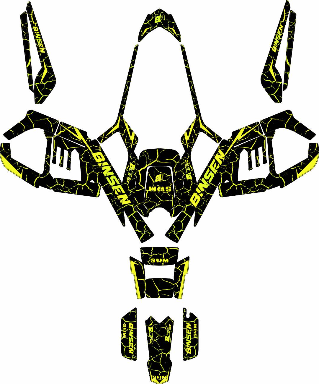 SWM BINSEN FULL GRAPHICS KIT ''THUNDER YELLOW'' DESIGN