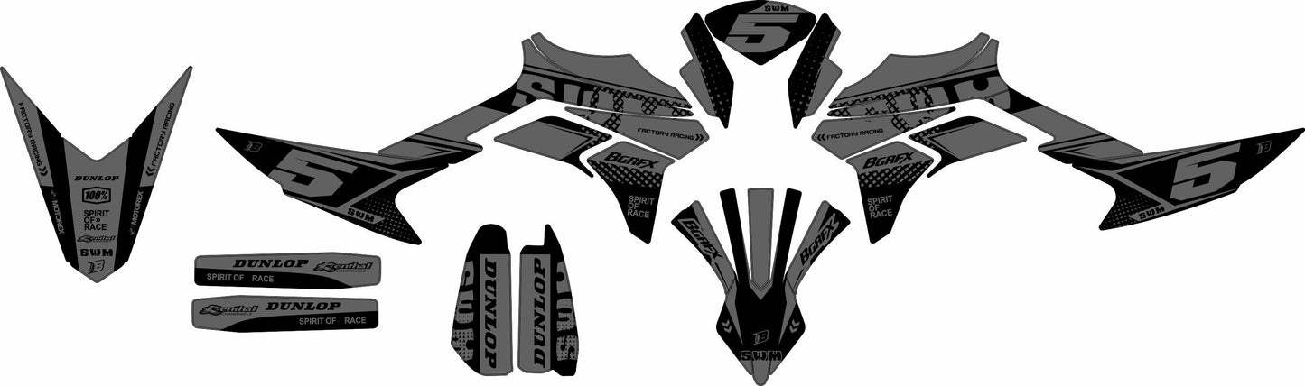 SWM SM125 R - SM500 R FULL GRAPHICS KIT ''FACTORED BLACK'' DESIGN