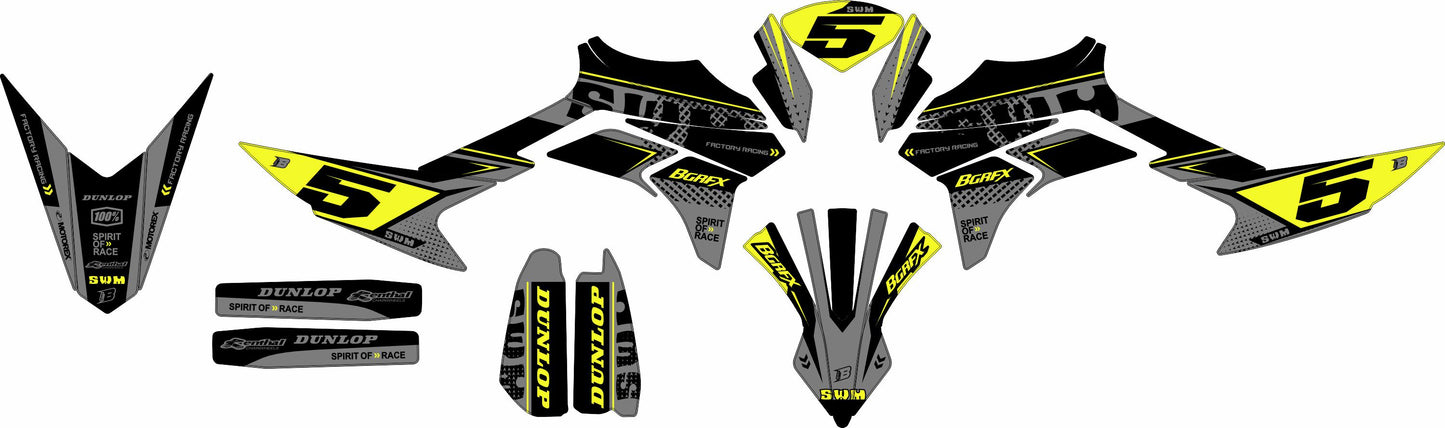 SWM SM125 R - SM500 R FULL GRAPHICS KIT ''FACTORED GREY'' DESIGN