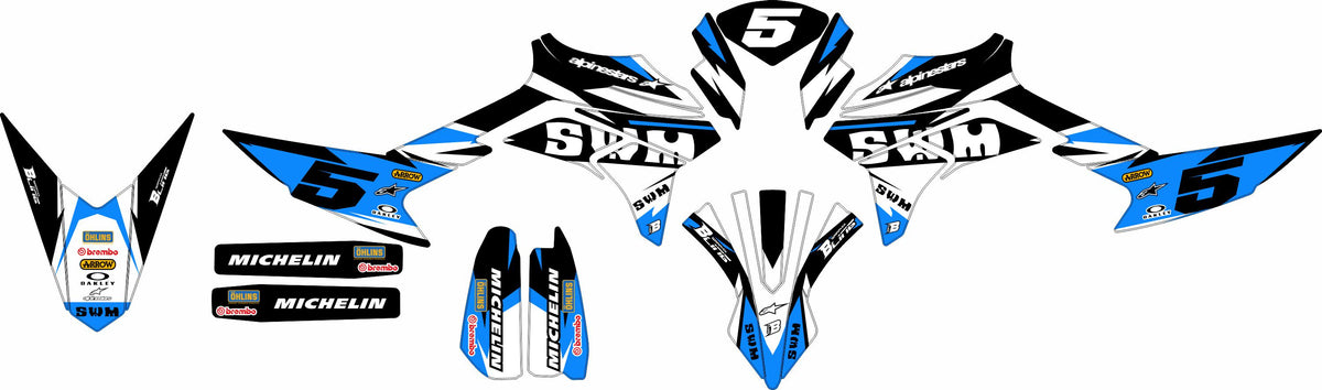 SWM SM125 R - SM500 R FULL GRAPHICS KIT ''RACED BLUE'' DESIGN