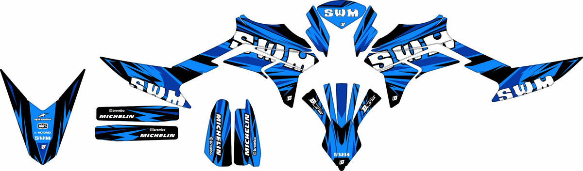SWM SM125 R - SM500 R FULL GRAPHICS KIT ''SHRED BLUE'' DESIGN