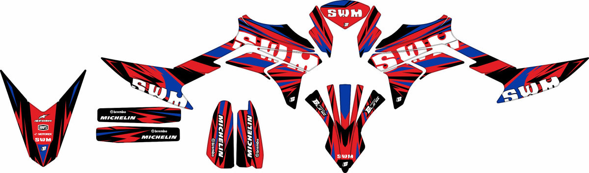 SWM SM125 R - SM500 R FULL GRAPHICS KIT ''SHRED RED'' DESIGN