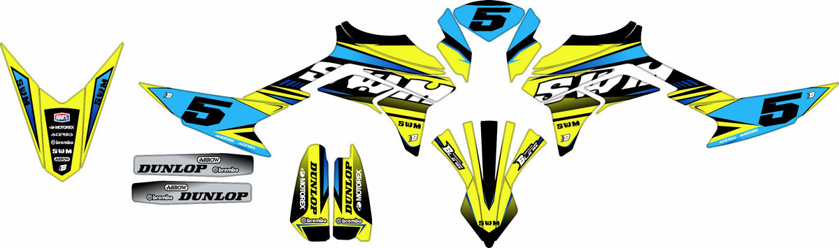 SWM SM125 R - SM500 R FULL GRAPHICS KIT ''TRANCED FLUO'' DESIGN