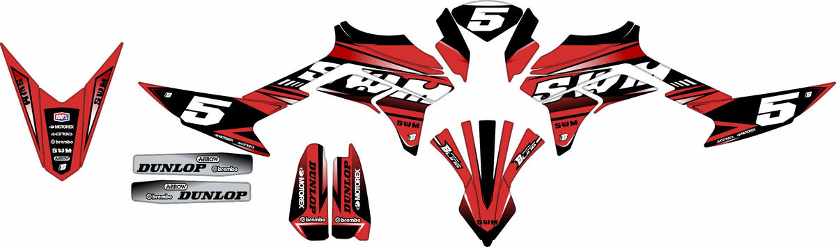 SWM SM125 R - SM500 R FULL GRAPHICS KIT ''TRANCED RED'' DESIGN