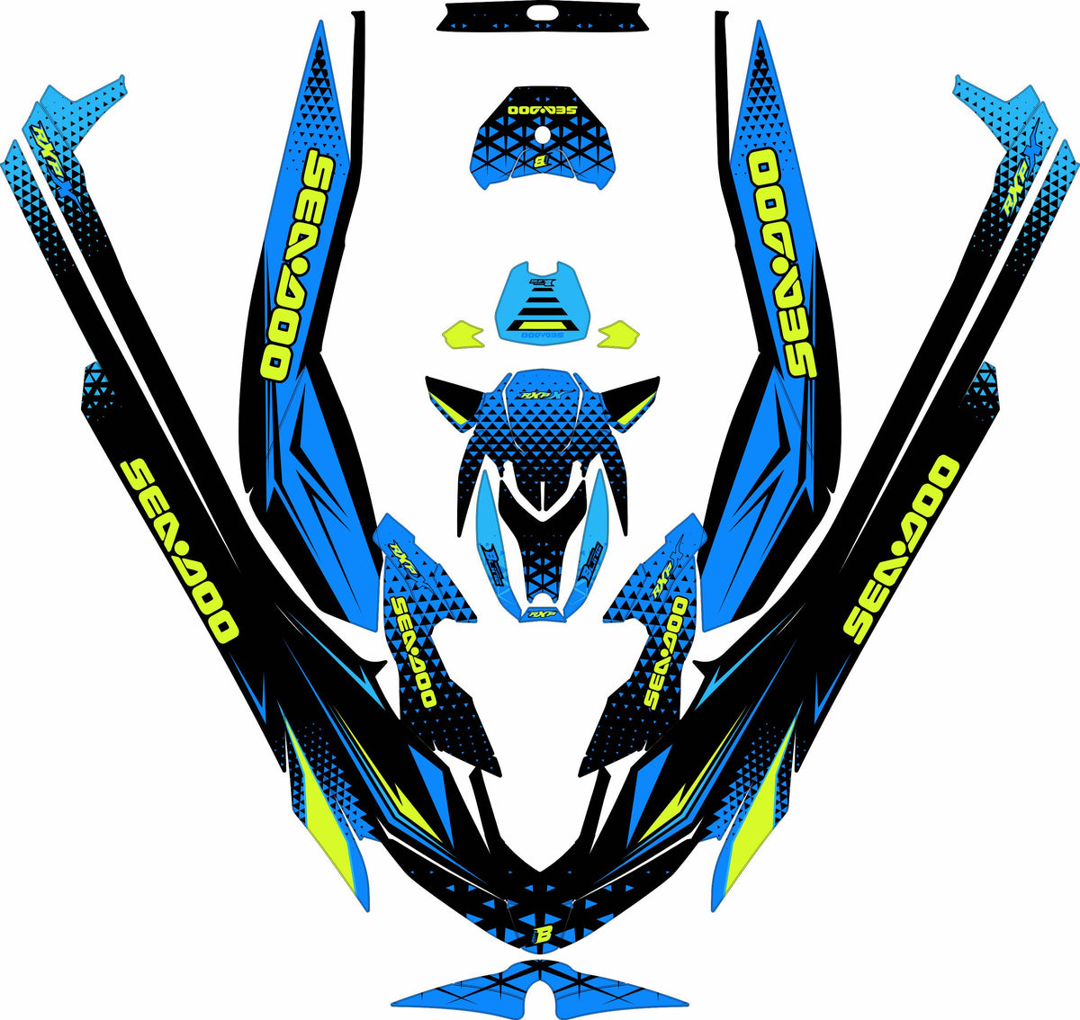 SEA-DOO RXP RXP-X 2021-2027 FULL GRAPHICS KIT "APEX BLUE" DESIGN