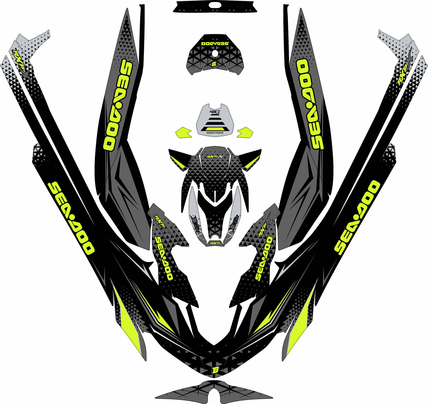SEA-DOO RXP RXP-X 2021-2027 FULL GRAPHICS KIT "APEX GREY" DESIGN