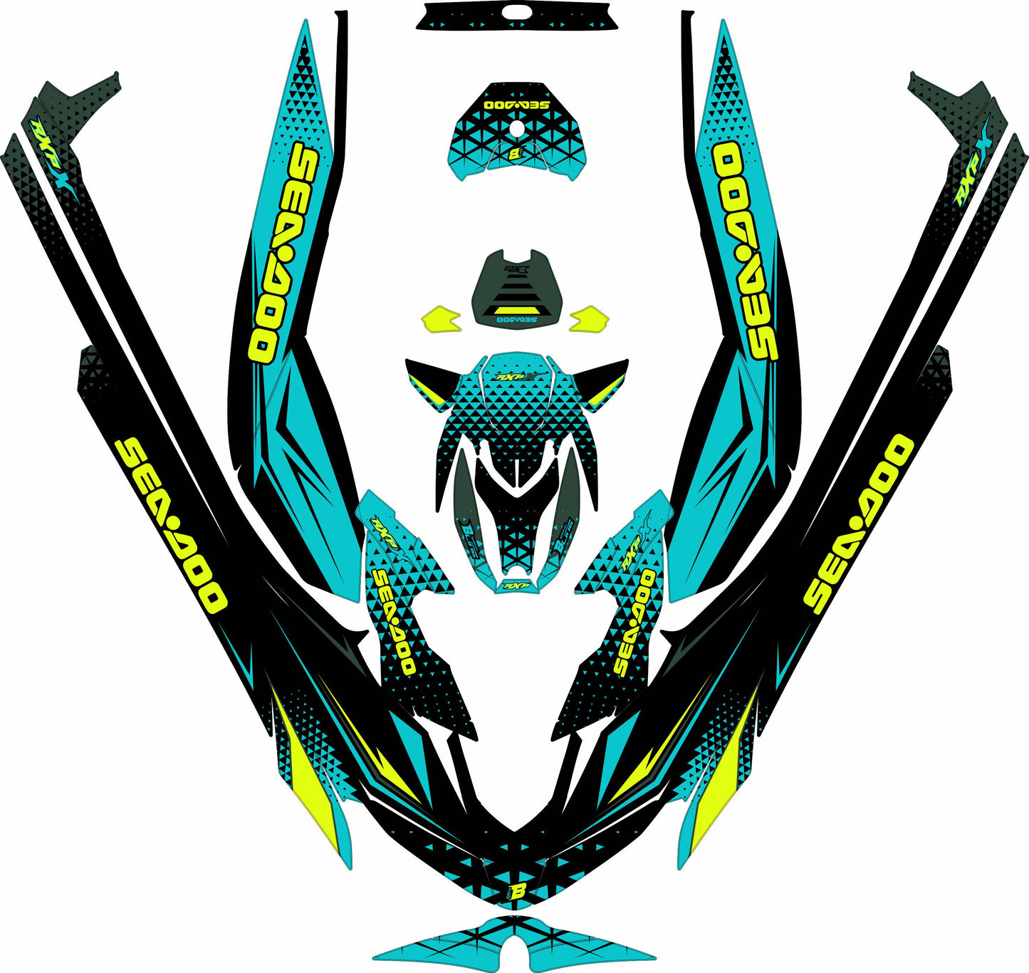 SEA-DOO RXP RXP-X 2021-2027 FULL GRAPHICS KIT "APEX MINT" DESIGN