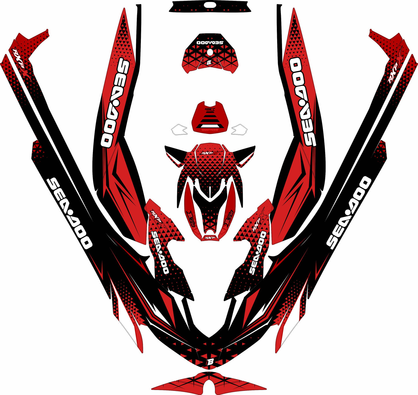 SEA-DOO RXP RXP-X 2021-2027 FULL GRAPHICS KIT "APEX RED" DESIGN