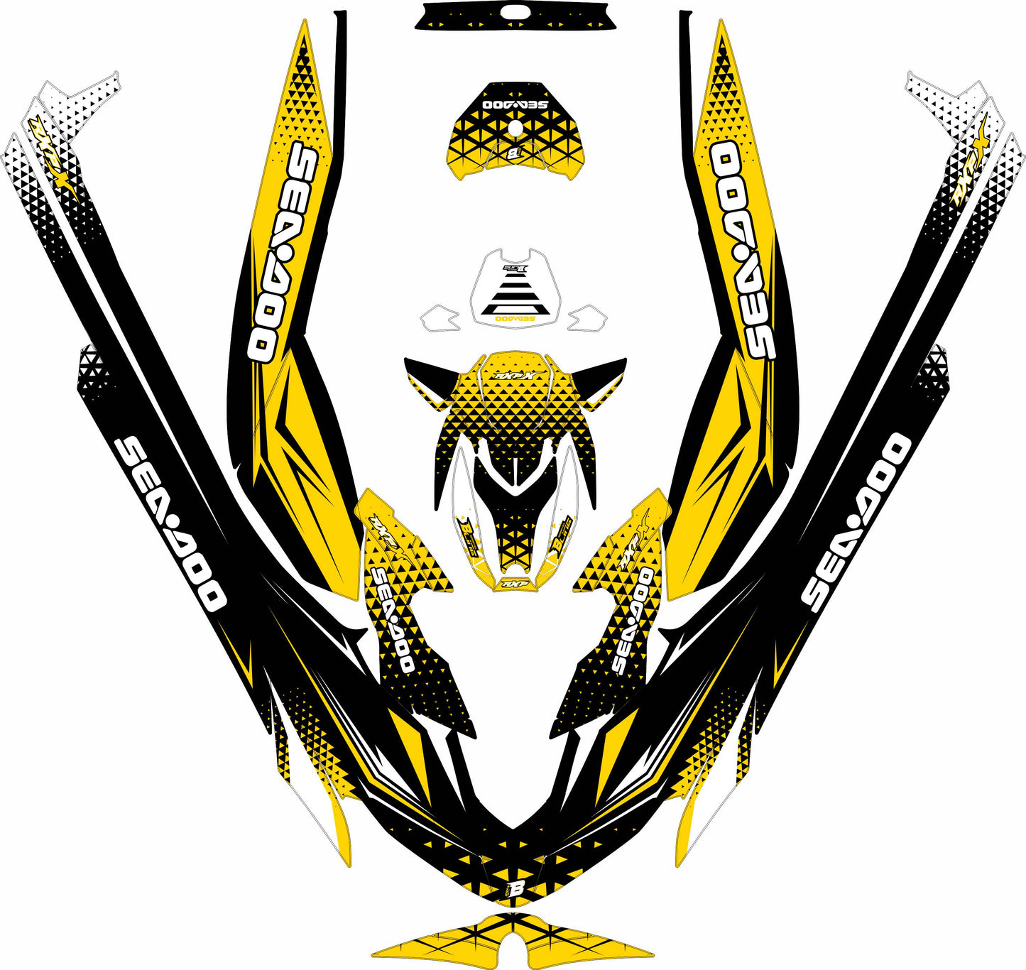 SEA-DOO RXP RXP-X 2021-2027 FULL GRAPHICS KIT "APEX YELLOW" DESIGN