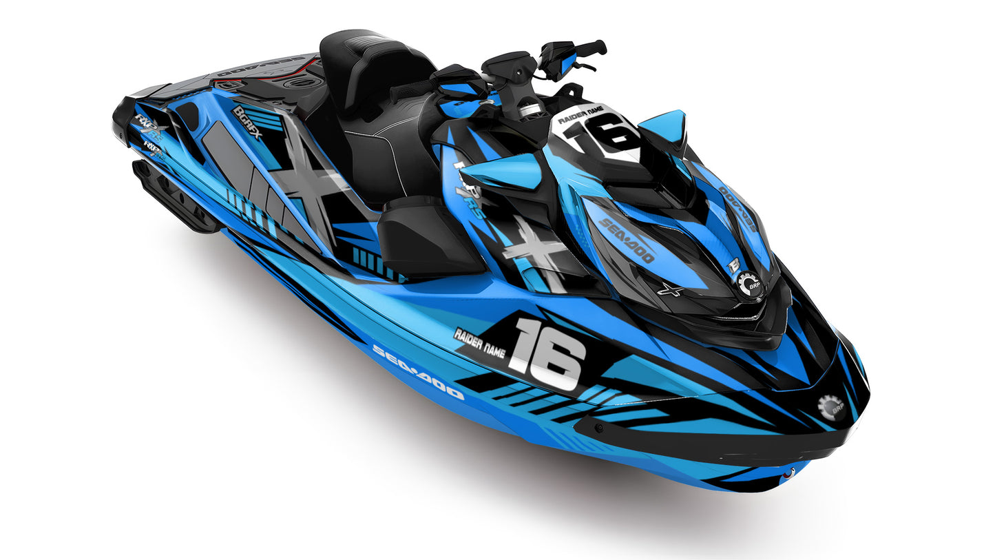 SEA-DOO RXP RXP-X 2021-2027 FULL GRAPHICS KIT "RACED BLUE" DESIGN
