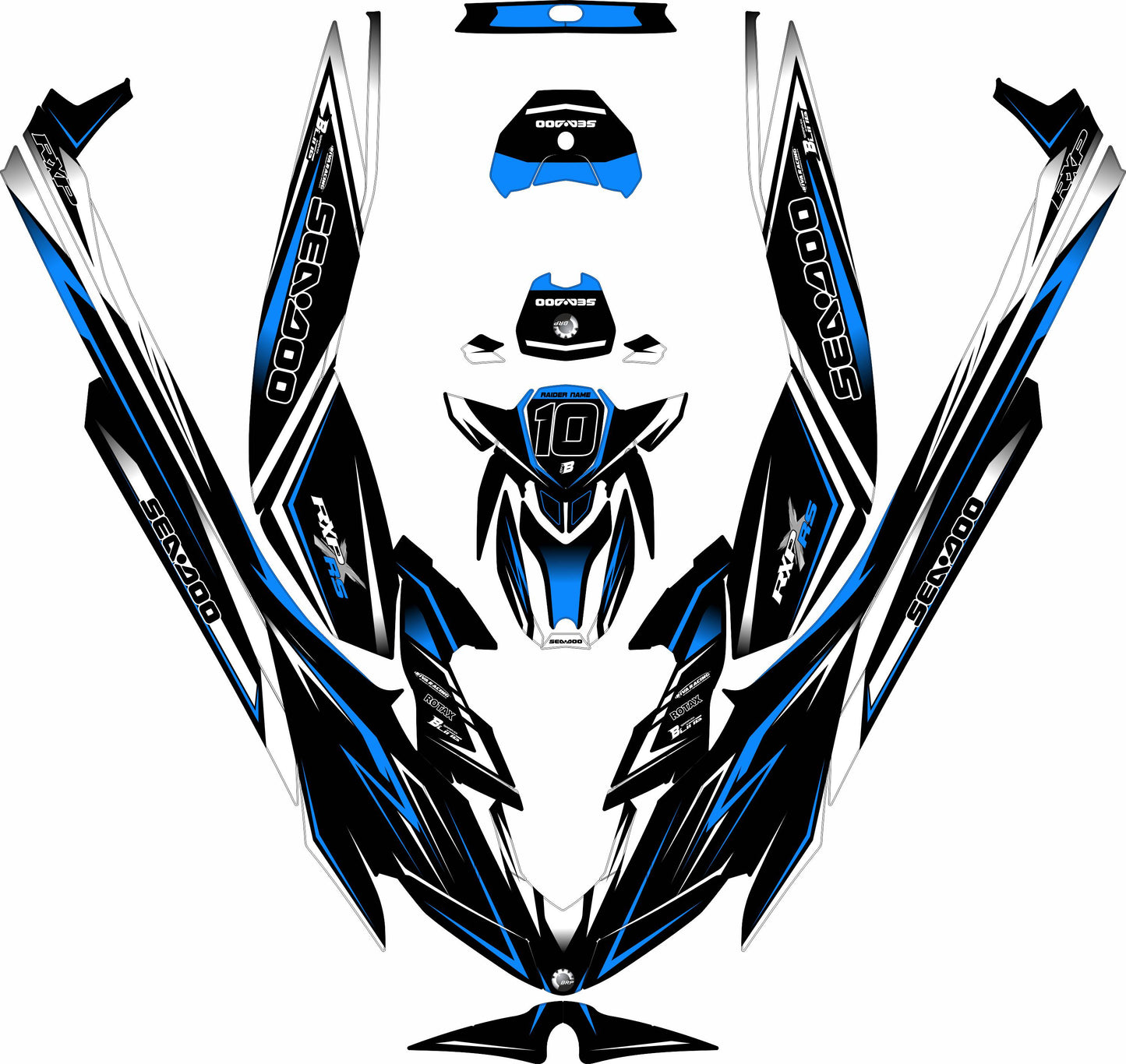 SEA-DOO RXP RXP-X 2021-2027 FULL GRAPHICS KIT "ATTACK BLUE" DESIGN