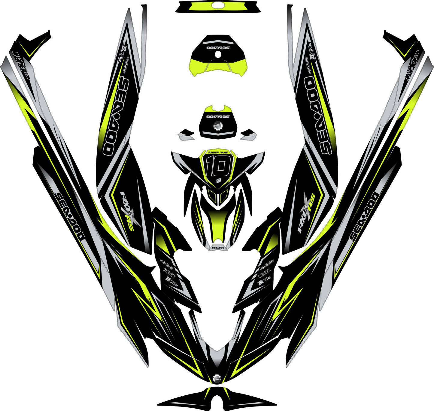 SEA-DOO RXP RXP-X 2021-2027 FULL GRAPHICS KIT "ATTACK GREY" DESIGN