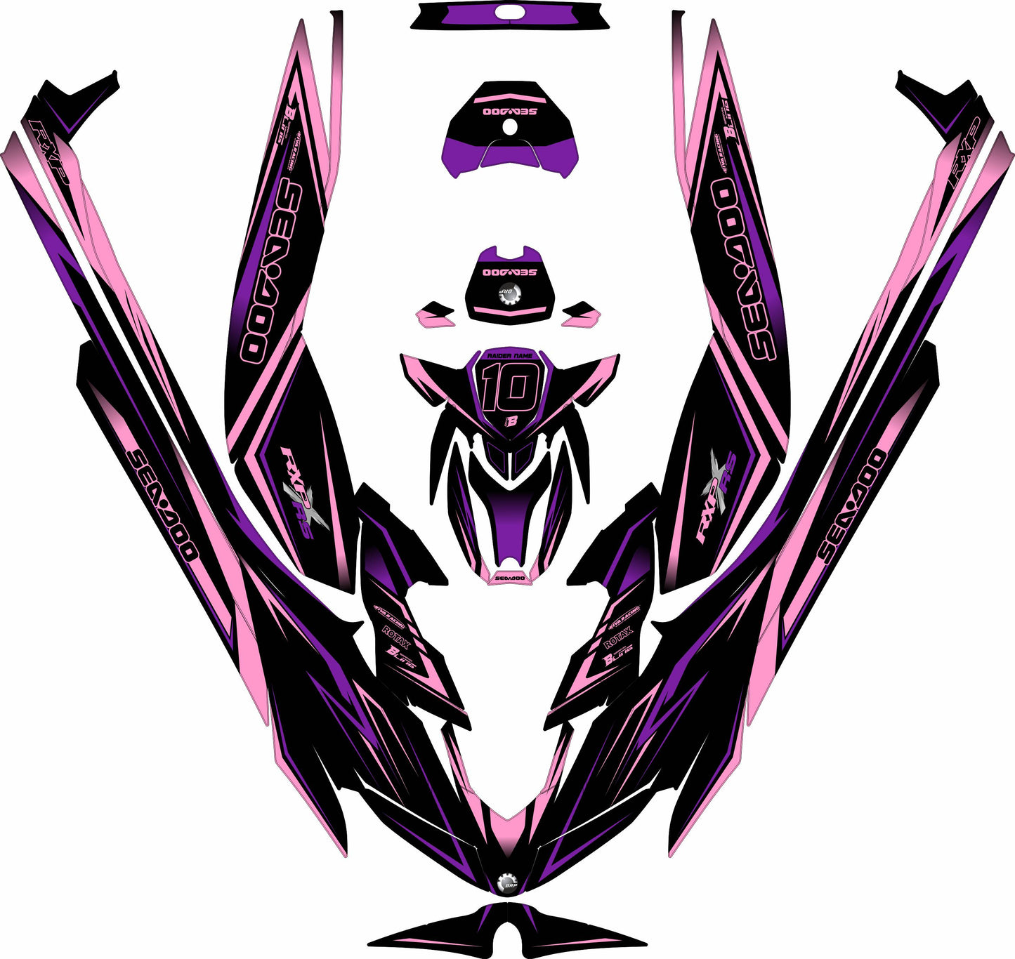 SEA-DOO RXP RXP-X 2021-2027 FULL GRAPHICS KIT "ATTACK PINK" DESIGN