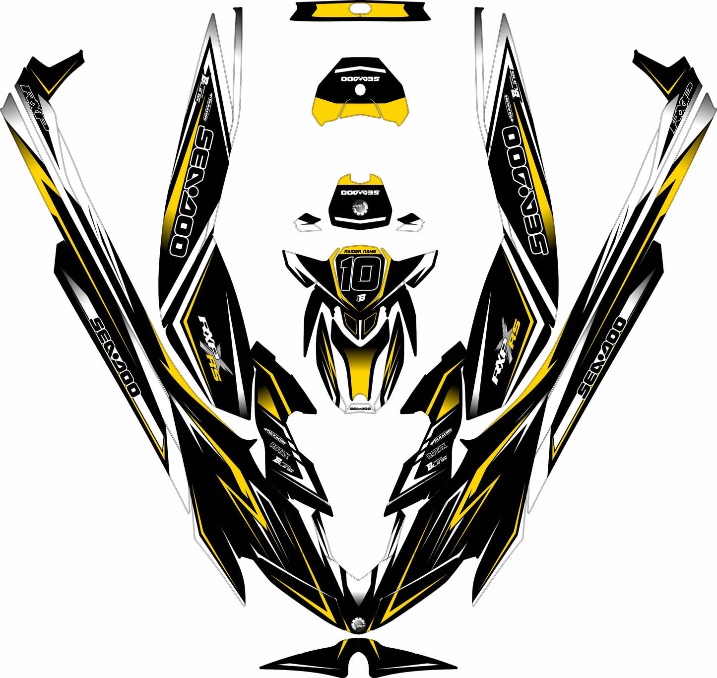 SEA-DOO RXP RXP-X 2021-2027 FULL GRAPHICS KIT "ATTACK YELLOW" DESIGN