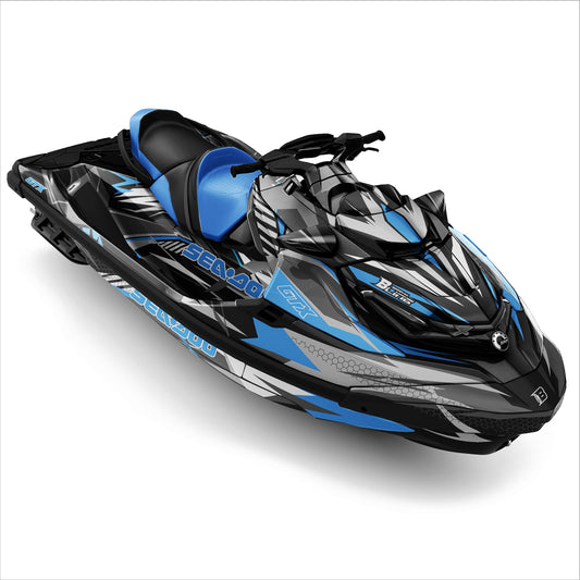 SEA-DOO RXT-GTX 2018-2026 FULL GRAPHICS KIT "FLUX BLUE" DESIGN