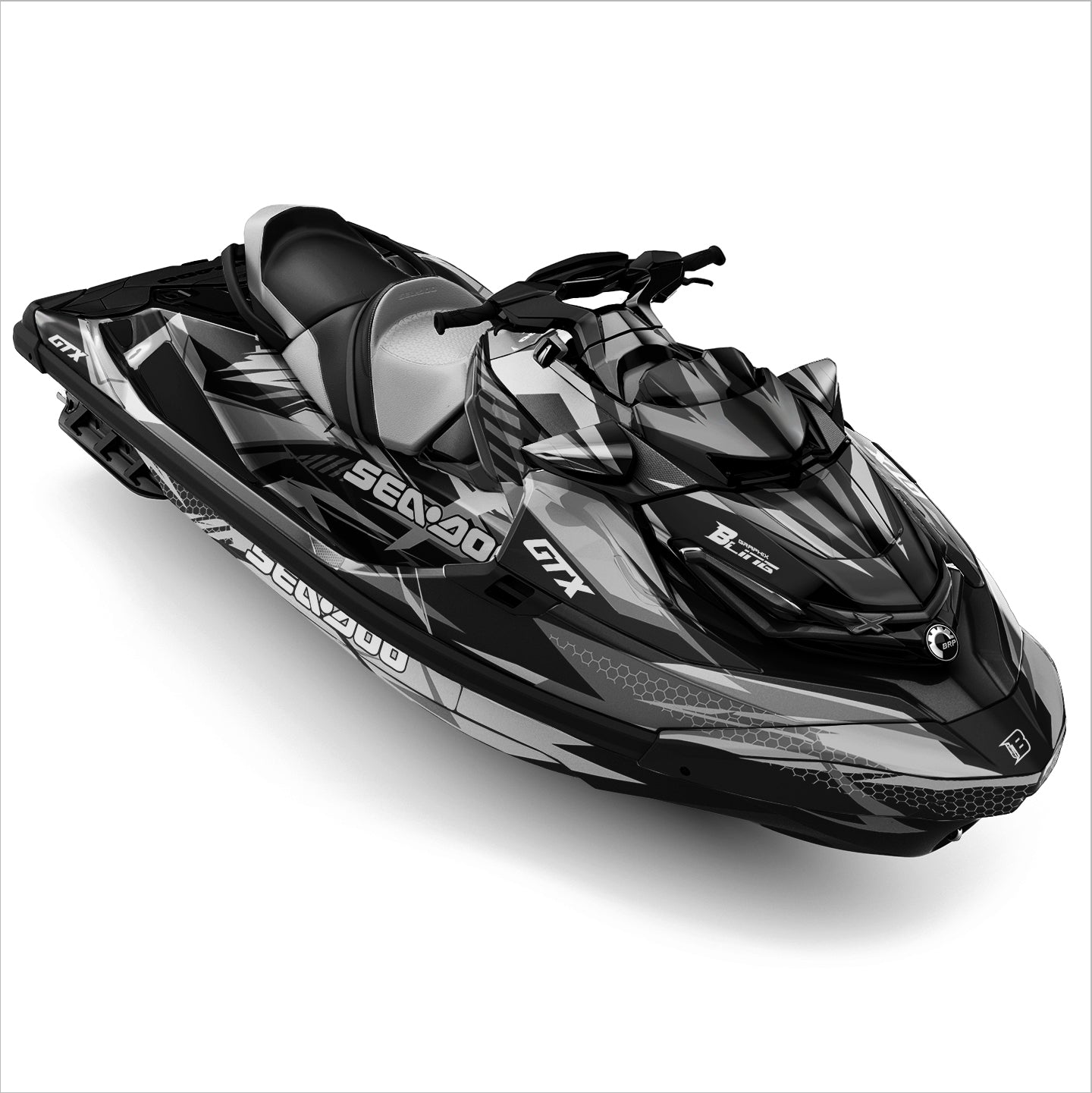 SEA-DOO RXT-GTX 2018-2026 FULL GRAPHICS KIT "FLUX GREY" DESIGN