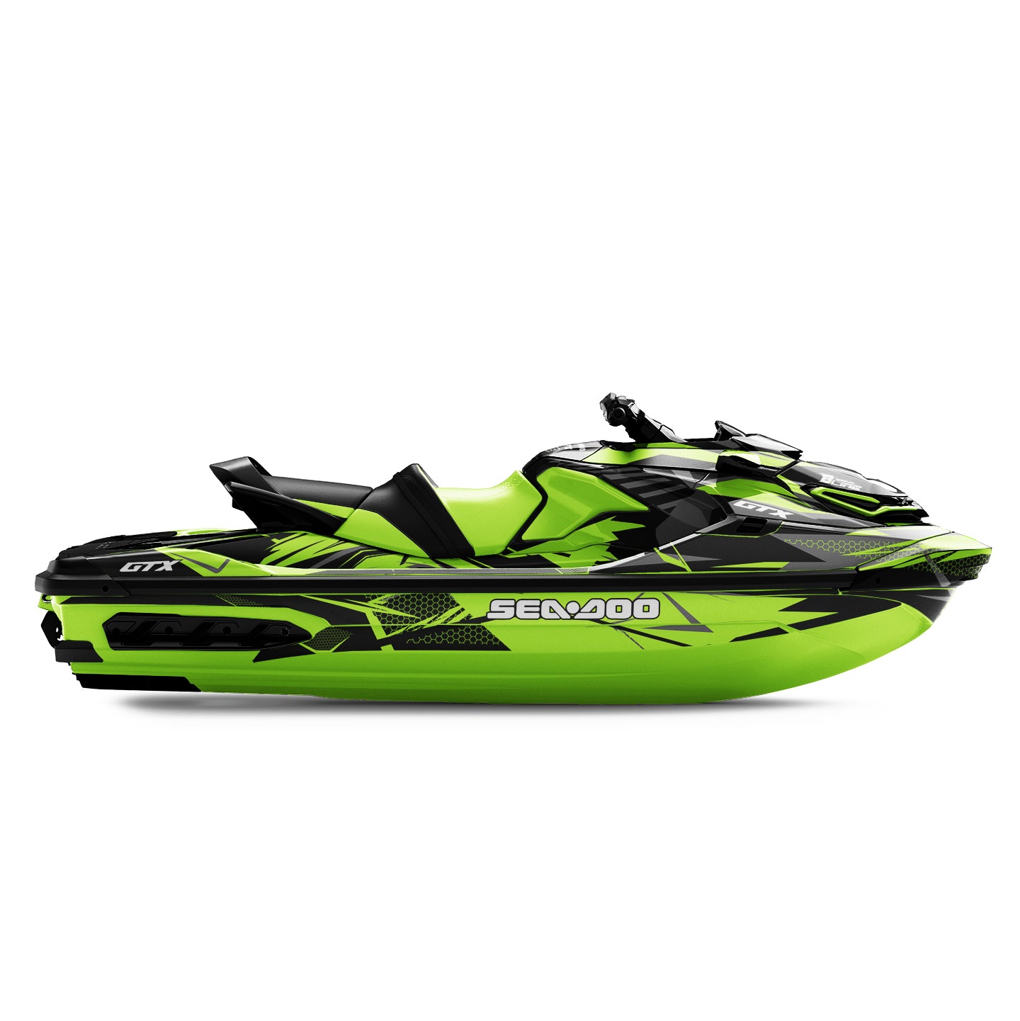 SEA-DOO RXT-GTX 2018-2026 FULL GRAPHICS KIT "FLUX LIGHT GREEN" DESIGN