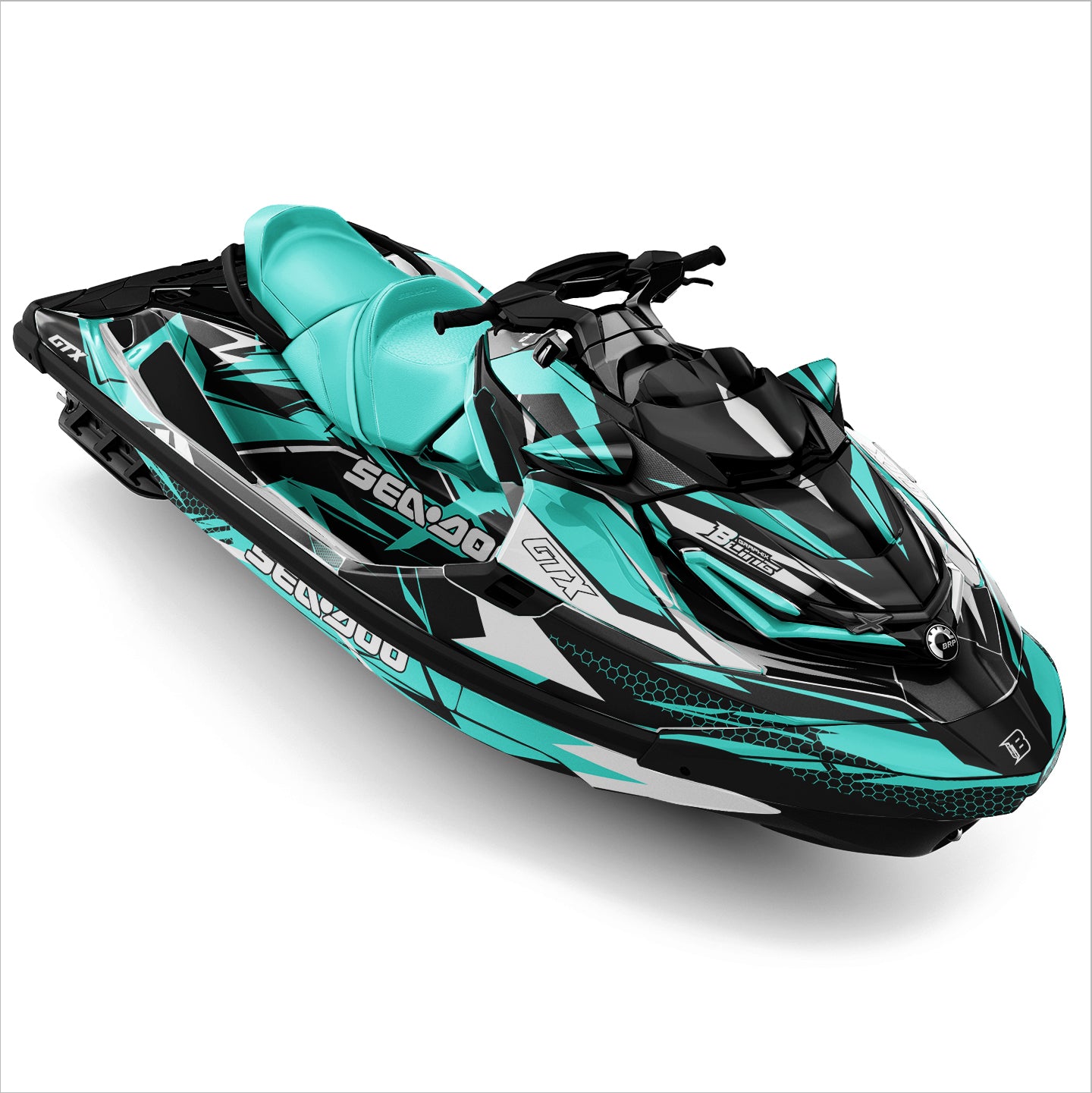 SEA-DOO RXT-GTX 2018-2026 FULL GRAPHICS KIT "FLUX TURQUOISE" DESIGN
