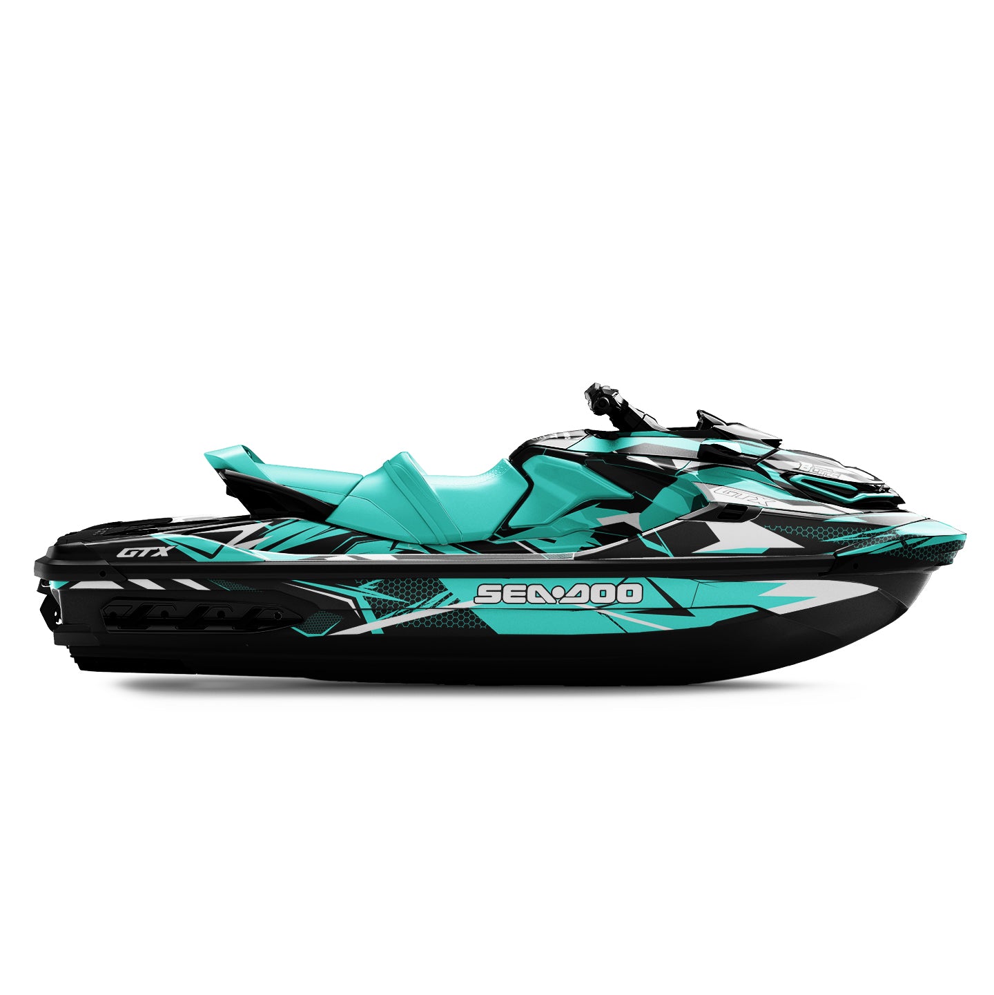 SEA-DOO RXT-GTX 2018-2026 FULL GRAPHICS KIT "FLUX TURQUOISE" DESIGN