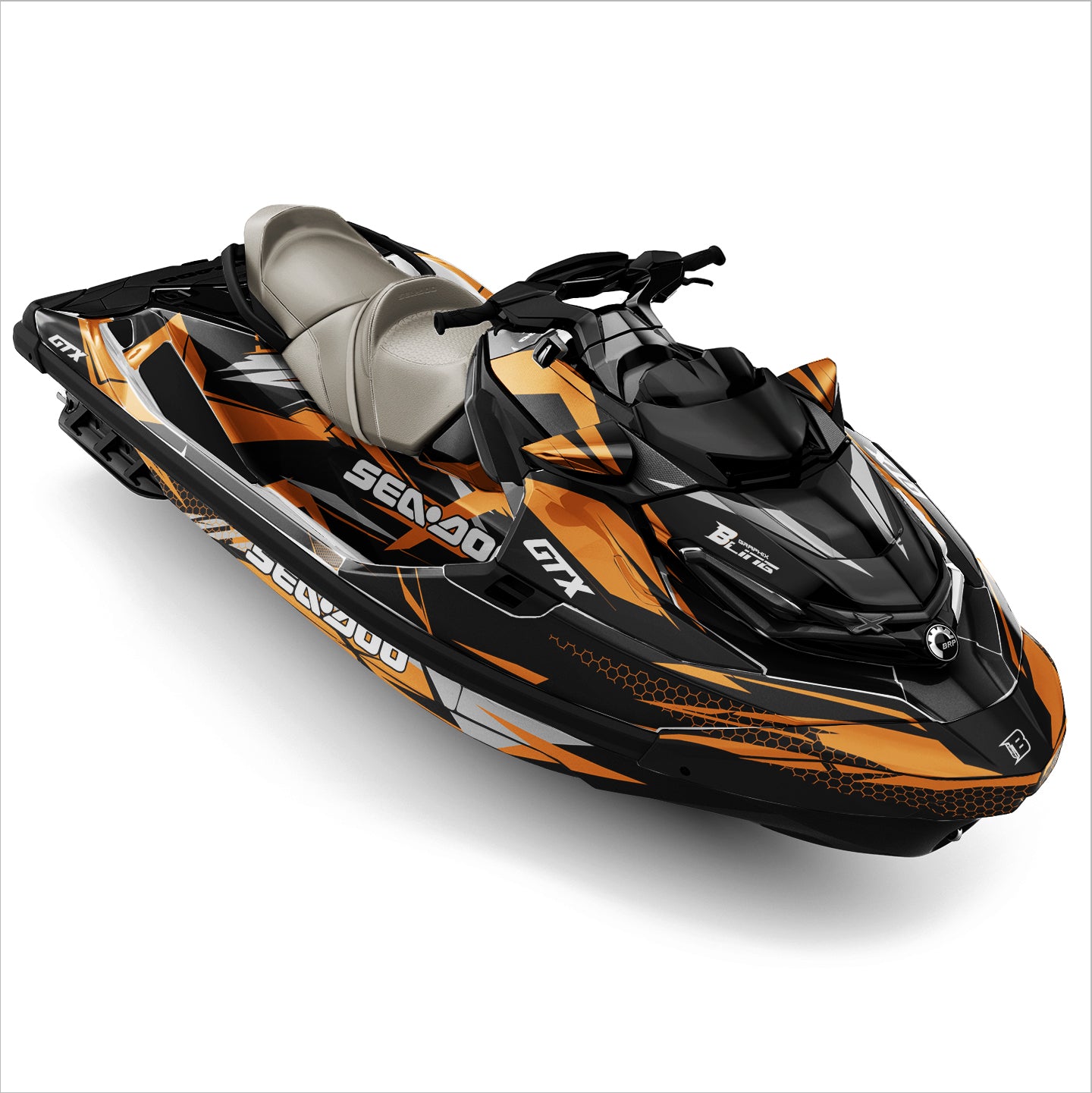 SEA-DOO RXT-GTX 2018-2026 FULL GRAPHICS KIT "FLUX ORANGE" DESIGN