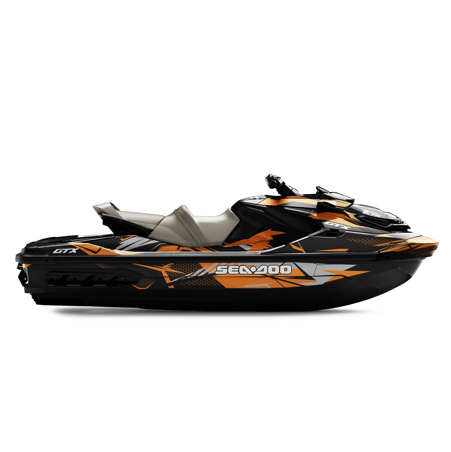 SEA-DOO RXT-GTX 2018-2026 FULL GRAPHICS KIT "FLUX ORANGE" DESIGN