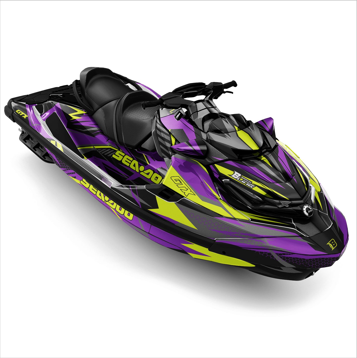 SEA-DOO RXT-GTX 2018-2026 FULL GRAPHICS KIT "FLUX PURPLE" DESIGN