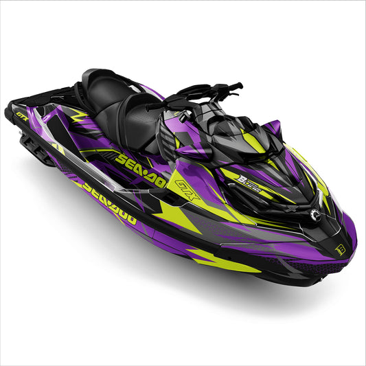 SEA-DOO RXT-GTX 2018-2026 FULL GRAPHICS KIT "FLUX PURPLE" DESIGN