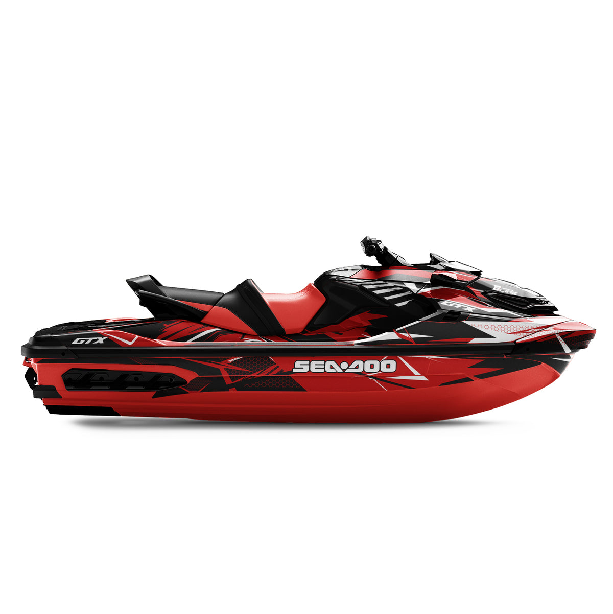 SEA-DOO RXT-GTX 2018-2026 FULL GRAPHICS KIT "FLUX RED" DESIGN