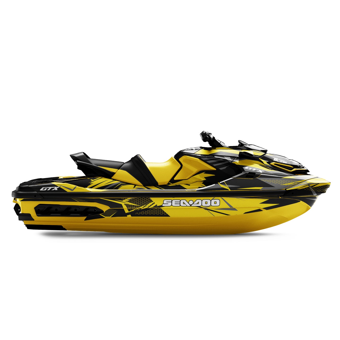 SEA-DOO RXT-GTX 2018-2026 FULL GRAPHICS KIT "FLUX YELLOW" DESIGN