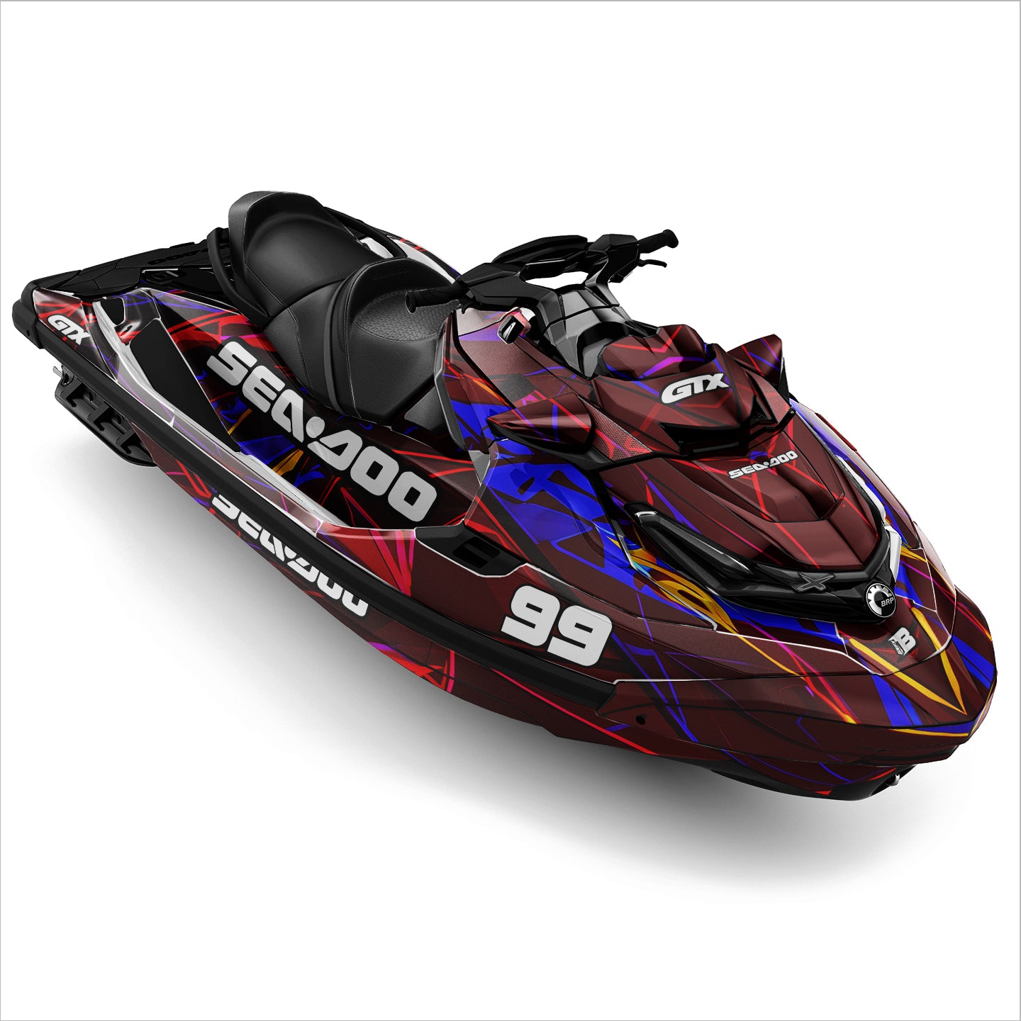 SEA-DOO RXT-GTX 2018-2026 FULL GRAPHICS KIT "HYPERWAVE DARK RED" DESIGN