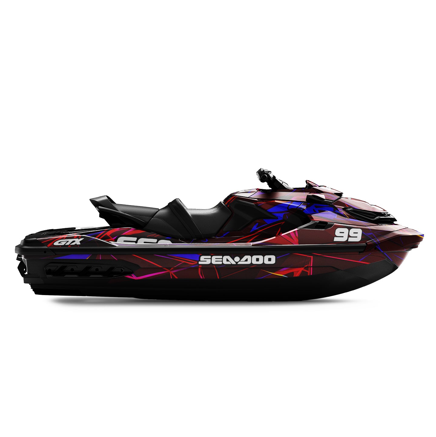 SEA-DOO RXT-GTX 2018-2026 FULL GRAPHICS KIT "HYPERWAVE DARK RED" DESIGN