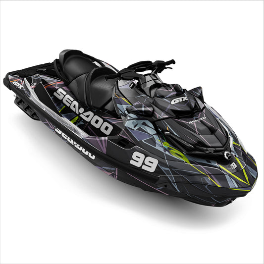 SEA-DOO RXT-GTX 2018-2026 FULL GRAPHICS KIT "HYPERWAVE FUTURISTIC" DESIGN