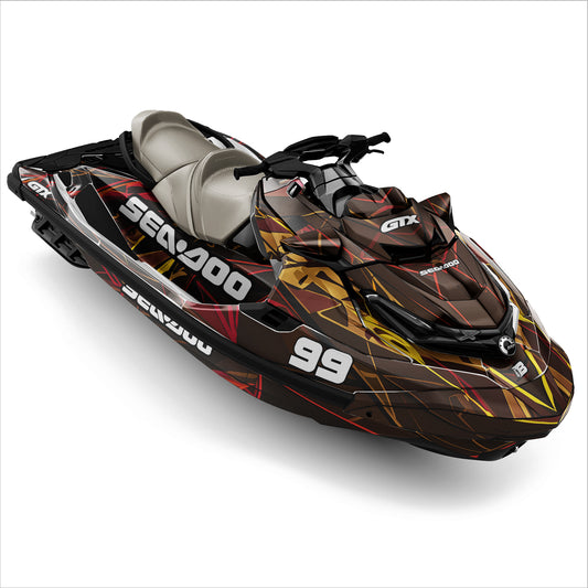 SEA-DOO RXT-GTX 2018-2026 FULL GRAPHICS KIT "HYPERWAVE GOLD" DESIGN