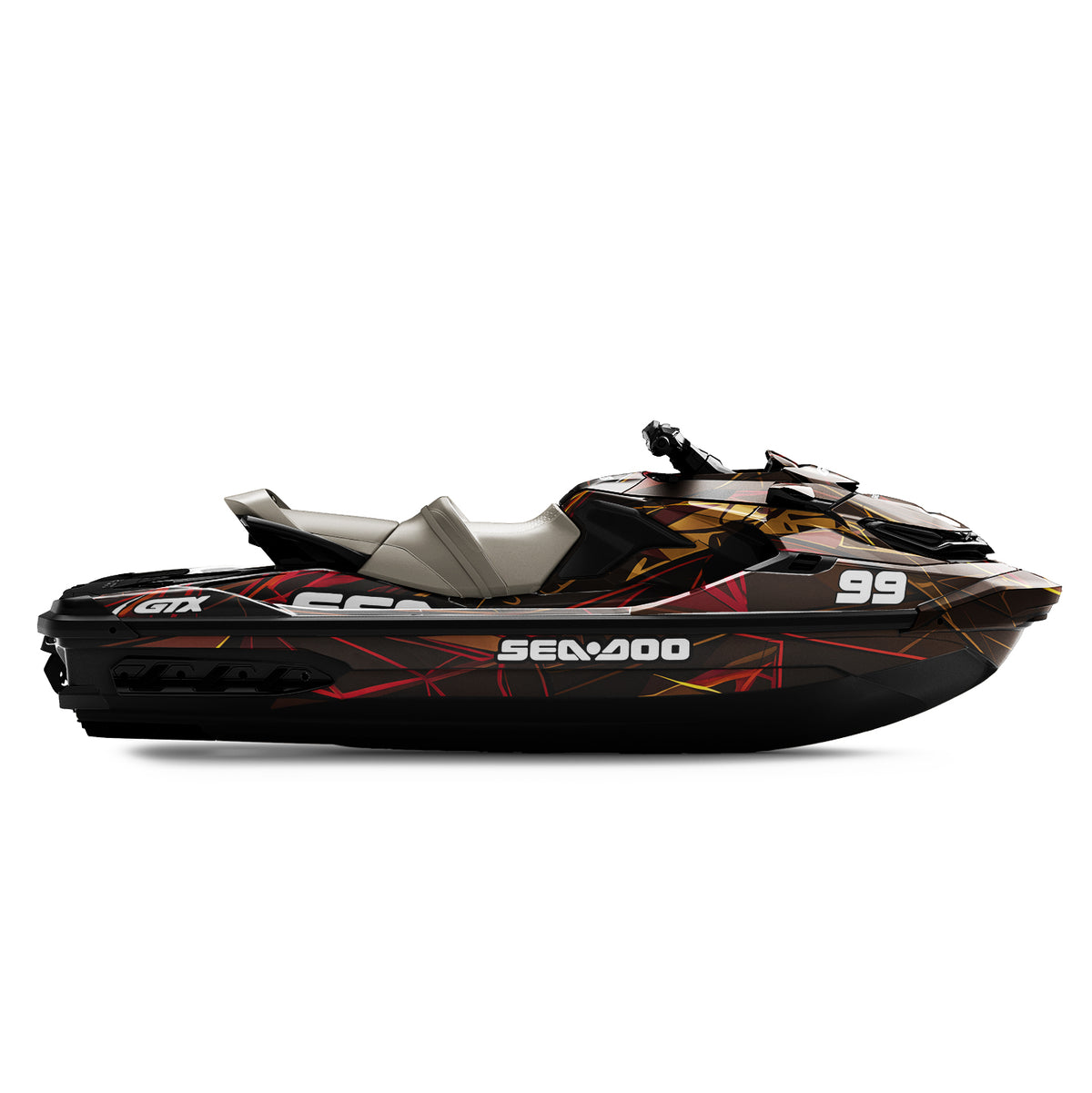 SEA-DOO RXT-GTX 2018-2026 FULL GRAPHICS KIT "HYPERWAVE GOLD" DESIGN