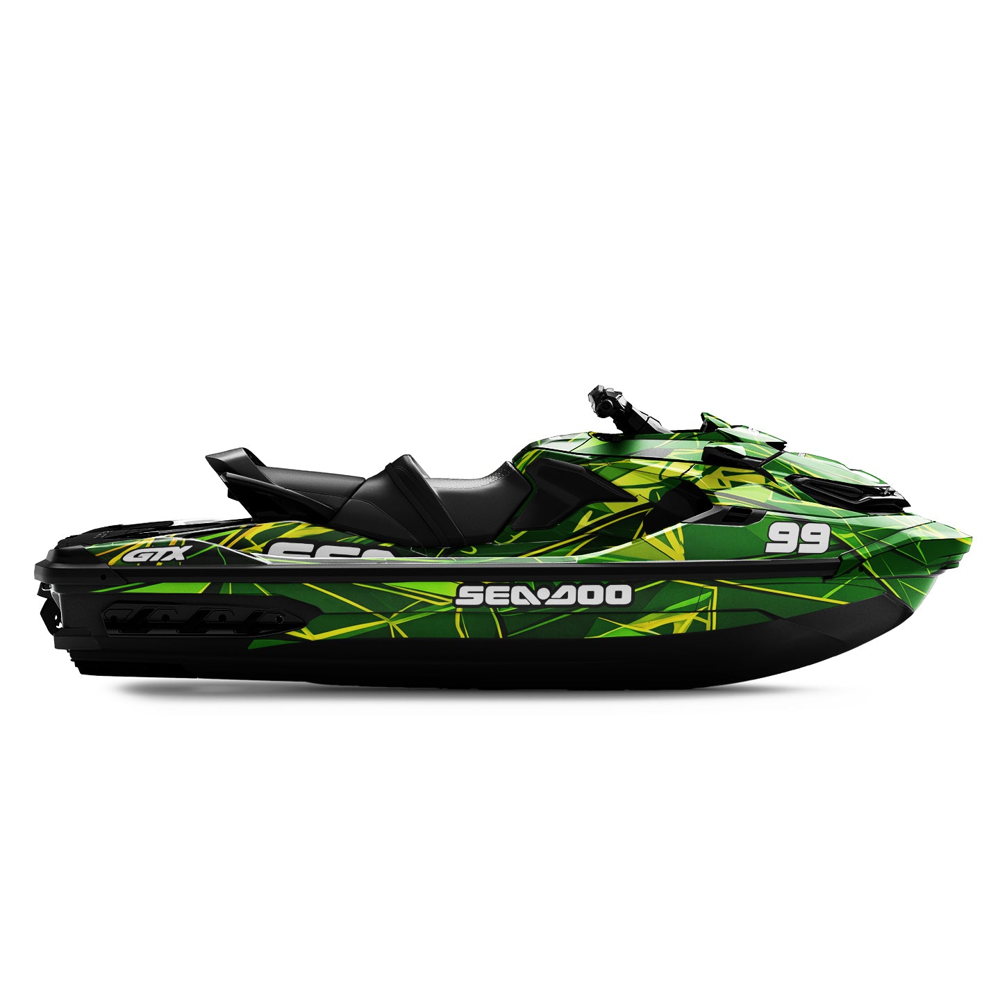 SEA-DOO RXT-GTX 2018-2026 FULL GRAPHICS KIT "HYPERWAVE GREEN" DESIGN