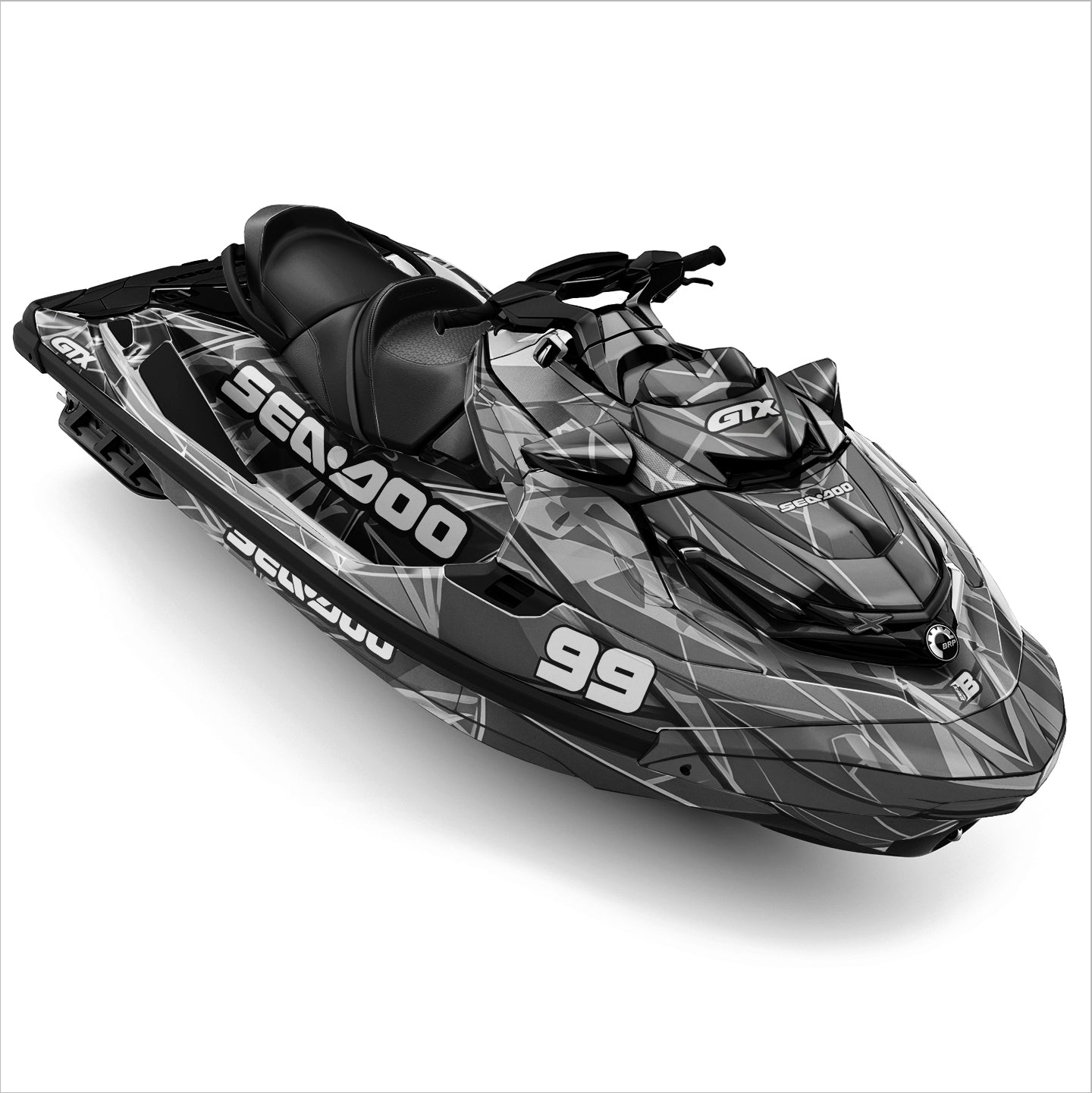 SEA-DOO RXT-GTX 2018-2026 FULL GRAPHICS KIT "HYPERWAVE GREY" DESIGN