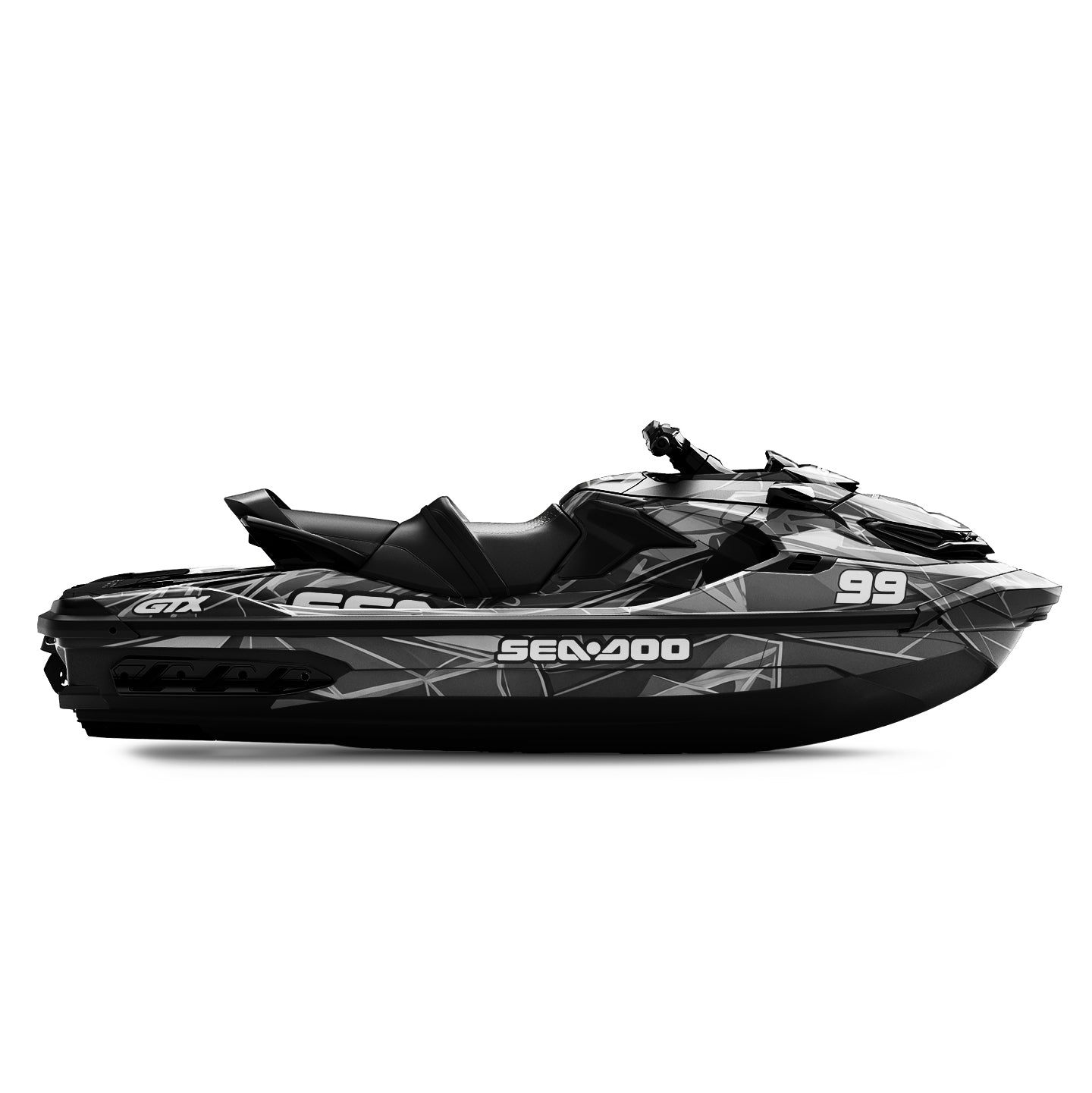 SEA-DOO RXT-GTX 2018-2026 FULL GRAPHICS KIT "HYPERWAVE GREY" DESIGN