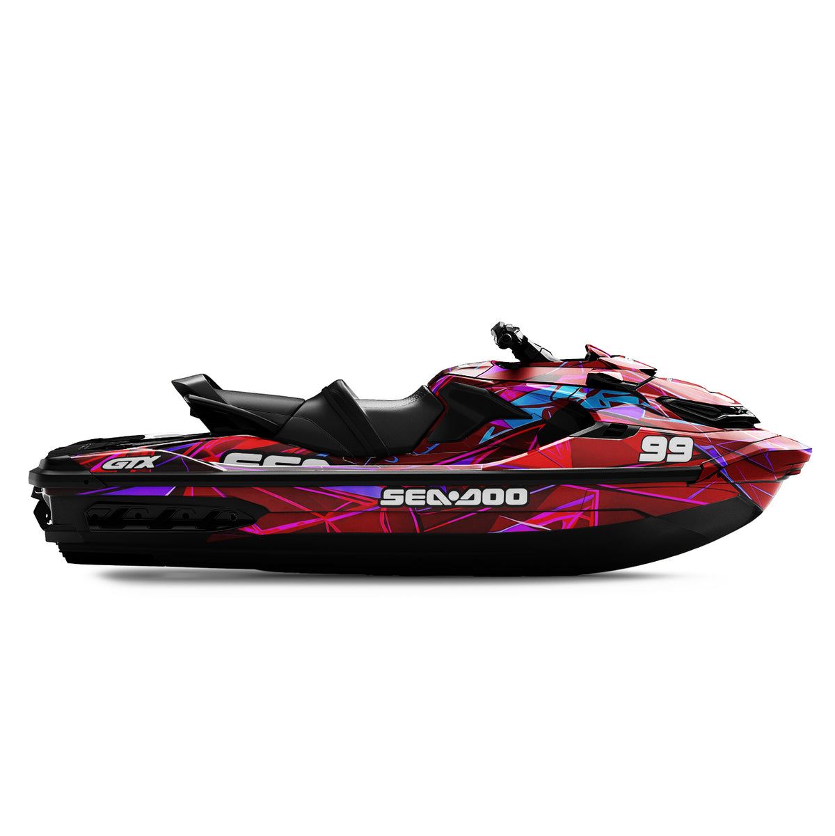 SEA-DOO RXT-GTX 2018-2026 FULL GRAPHICS KIT "HYPERWAVE RED" DESIGN